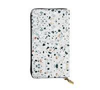 EZDLOWVBA Terrazzo Portefeuille pour femme avec imprimé pastel marbré grande capacité pour femme et homme Porte-cartes de crédit Sac à main PU, Noir , Taille unique