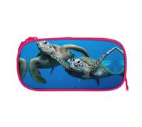 EZDLOWVBA Trousse à crayons avec deux tortues sous-marines sous la mer pour garçons et filles - Jolie trousse à crayons avec fermeture éclair pour étudiants - Trousse à crayons pour fille et fils