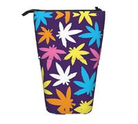 EZDLOWVBA Trousse à crayons avec fermeture éclair et motif imprimé de mauvaises herbes colorées pour garçons et filles, trousse télescopique, étudiants et bureau, collège