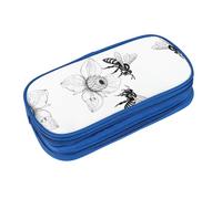 EZDLOWVBA Trousse à crayons avec imprimé abeille et amour pour garçons et filles, jolie trousse à crayons avec fermeture éclair pour étudiants, trousse à crayons pour fille, fils, bureau, bleu, Taille