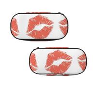 EZDLOWVBA Trousse à crayons avec imprimé baiser rouge pour garçons et filles, jolie trousse à crayons avec fermeture éclair pour étudiants, pour filles, fils, bureau, Noir , Taille unique, Trousse de