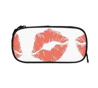 EZDLOWVBA Trousse à crayons avec imprimé baiser rouge pour garçons et filles, jolie trousse à crayons avec fermeture éclair pour étudiants, pour filles, fils, bureau, Noir , One Size, Trousse de