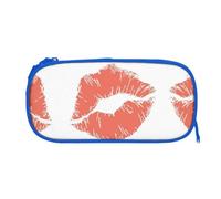 EZDLOWVBA Trousse à crayons avec imprimé baiser rouge pour garçons et filles, jolie trousse à crayons avec fermeture éclair pour étudiants, pour filles, fils, bureau, bleu, One Size, Trousse de beauté