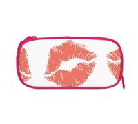 EZDLOWVBA Trousse à crayons avec imprimé baiser rouge pour garçons et filles, jolie trousse à crayons avec fermeture éclair pour étudiants, pour filles, fils, bureau, rose, One Size, Trousse de beauté