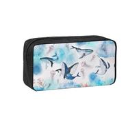 EZDLOWVBA Trousse à crayons avec imprimé baleine de mer et méduse pour garçons et filles, pour l'école secondaire, pour enfants et filles, trousse à crayons pour bureau, université