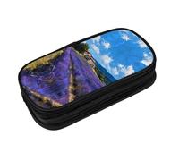 EZDLOWVBA Trousse à crayons avec imprimé champs de lavande pour garçons et filles avec fermeture éclair pour étudiants, trousse à crayons pour fille, fils, bureau, Noir , One Size, Trousse de beauté