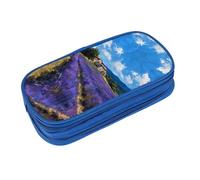EZDLOWVBA Trousse à crayons avec imprimé champs de lavande pour garçons et filles avec fermeture éclair pour étudiants, trousse à crayons pour fille, fils, bureau, bleu, One Size, Trousse de beauté