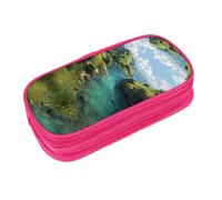 EZDLOWVBA Trousse à crayons avec imprimé collines vertes et eaux claires pour garçons et filles avec fermeture éclair pour étudiants, trousse à crayons pour fille, fils, bureau, rose, One Size