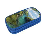 EZDLOWVBA Trousse à crayons avec imprimé collines vertes et eaux claires pour garçons et filles avec fermeture éclair pour étudiants, trousse à crayons pour fille, fils, bureau, bleu, One Size
