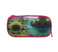 EZDLOWVBA Trousse à crayons avec imprimé collines vertes et eaux claires pour garçons et filles avec fermeture éclair pour étudiants, trousse à crayons pour fille, fils, bureau, rose, One Size