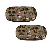 EZDLOWVBA Trousse à crayons avec imprimé coq et poule pour garçons et filles, jolie trousse à crayons avec fermeture éclair pour étudiants, trousse à crayons pour fille, fils, bureau, Noir , Taille