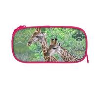EZDLOWVBA Trousse à crayons avec imprimé deux girafes pour garçons et filles, jolie trousse à crayons avec fermeture éclair pour étudiants, pour filles, fils, bureau, rose, One Size, Trousse de beauté
