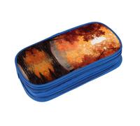 EZDLOWVBA Trousse à crayons avec imprimé feuille d'érable d'automne pour garçons et filles avec fermeture éclair pour étudiants, trousse à crayons pour fille, fils, bureau, bleu, One Size, Trousse de