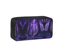 EZDLOWVBA Trousse à crayons avec imprimé forêt violette pour garçons et filles, trousse à crayons pour l'école secondaire pour enfants, fournitures de bureau