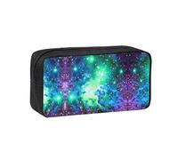 EZDLOWVBA Trousse à crayons avec imprimé galaxie verte, bleue, violette pour garçons et filles, trousse à crayons pour l'école secondaire pour enfants et filles