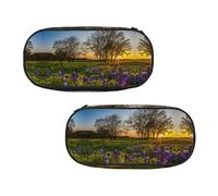 EZDLOWVBA Trousse à crayons avec imprimé lavande prairie au coucher du soleil printanier pour garçons et filles, jolie trousse à crayons avec fermeture éclair pour étudiants, trousse à crayons pour