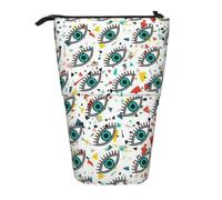 EZDLOWVBA Trousse à crayons avec imprimé mauvais yeux pour garçons et filles, trousse à crayons avec fermeture éclair, trousse télescopique, étudiants et bureau, collège