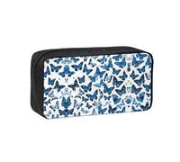 EZDLOWVBA Trousse à crayons avec imprimé papillons bleus pour garçons et filles, trousse à crayons pour l'école secondaire pour enfants et filles