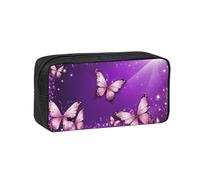 EZDLOWVBA Trousse à crayons avec imprimé papillons violets pour garçons et filles - Pour l'école secondaire - Trousse à crayons - Papeterie de bureau