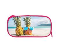 EZDLOWVBA Trousse à crayons avec imprimé plage deux ananas pour garçons et filles avec fermeture éclair pour étudiants - Trousse à crayons pour fille et fils, rose, One Size, Trousse de beauté