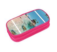 EZDLOWVBA Trousse à crayons avec imprimé plage île pour garçons et filles, jolie trousse à crayons avec fermeture éclair pour étudiants, trousse à crayons pour fille, fils, bureau, rose, Taille unique