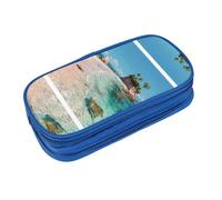 EZDLOWVBA Trousse à crayons avec imprimé plage île pour garçons et filles, jolie trousse à crayons avec fermeture éclair pour étudiants, trousse à crayons pour fille, fils, bureau, bleu, Taille unique