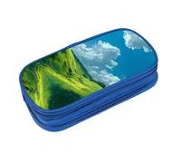 EZDLOWVBA Trousse à crayons avec imprimé prairie d'été pour garçons et filles, jolie trousse à crayons avec fermeture éclair pour étudiants, trousse à crayons pour fille, fils, bureau, bleu, Taille