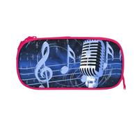 EZDLOWVBA Trousse à crayons avec microphone imprimé notes de musique pour garçons et filles avec fermeture éclair pour étudiants, trousse à crayons pour fille, fils, bureau, rose, One Size, Trousse de