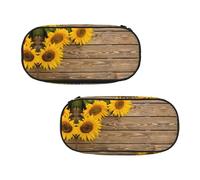 EZDLOWVBA Trousse à crayons avec trois tournesols sur bois imprimé pour garçons et filles, jolie trousse à crayons avec fermeture éclair pour étudiants, pour filles, fils, bureau, Noir , Taille
