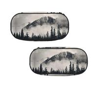 EZDLOWVBA Trousse à crayons canadienne avec imprimé Smokey Mountain Falaise pour garçons et filles, jolie trousse à crayons avec fermeture éclair pour étudiants, pour filles, fils, bureau, Noir ,