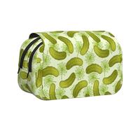 EZDLOWVBA Trousse à crayons de grande capacité avec 2 compartiments et porte-stylos Motif sushi et cornichons