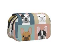EZDLOWVBA Trousse à crayons de grande capacité avec 2 compartiments - Motif bouledogue français