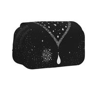 EZDLOWVBA Trousse à crayons de grande capacité avec 2 compartiments - Motif étoile filante et cœur