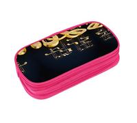 EZDLOWVBA Trousse à crayons dorée avec motif note de musique avec étoile brillante tombée, pour garçons et filles, jolie trousse à crayons avec fermeture éclair pour étudiants, pour filles, fils,