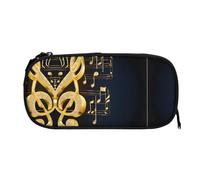 EZDLOWVBA Trousse à crayons dorée avec motif note de musique avec étoile brillante tombée, pour garçons et filles, jolie trousse à crayons avec fermeture éclair pour étudiants, pour filles, fils