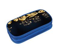 EZDLOWVBA Trousse à crayons dorée avec motif note de musique avec étoile brillante tombée, pour garçons et filles, jolie trousse à crayons avec fermeture éclair pour étudiants, pour filles, fils,