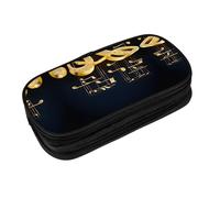 EZDLOWVBA Trousse à crayons dorée avec motif note de musique avec étoile brillante tombée, pour garçons et filles, jolie trousse à crayons avec fermeture éclair pour étudiants, pour filles, fils,