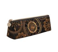 EZDLOWVBA Trousse à crayons en cuir avec imprimé horloge en bronze siècle pour filles et garçons