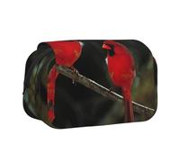 EZDLOWVBA Trousse à crayons grande capacité avec 2 compartiments Motif faune et oiseaux rouges