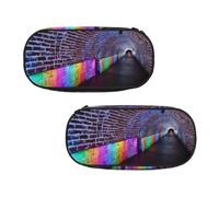 EZDLOWVBA Trousse à crayons holographique avec imprimé rêves pour garçons et filles avec fermeture éclair pour étudiants - Trousse à crayons pour fille et fils, Noir , Taille unique, Trousse de beauté