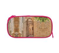 EZDLOWVBA Trousse à crayons imprimée architecture rues pour garçons et filles avec fermeture éclair pour étudiants, trousse à crayons pour fille, fils, bureau, rose, One Size, Trousse de beauté