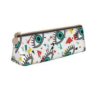 EZDLOWVBA Trousse à crayons mignonne avec imprimé mauvais yeux pour filles et garçons, boîte de rangement en cuir pour fournitures scolaires et de bureau