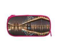 EZDLOWVBA Trousse à crayons New York Manhattan Bridge Night avec imprimé nuit pour garçons et filles avec fermeture éclair pour étudiants, trousse à crayons pour fille, fils, bureau, rose, One Size
