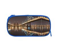 EZDLOWVBA Trousse à crayons New York Manhattan Bridge Night avec imprimé nuit pour garçons et filles avec fermeture éclair pour étudiants, trousse à crayons pour fille, fils, bureau, bleu, One Size