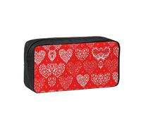 EZDLOWVBA Trousse à crayons portable avec imprimé cœur rouge et amour pour enfants