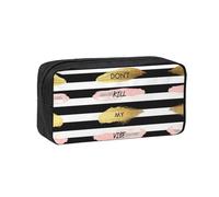 EZDLOWVBA Trousse à crayons portable avec inscription « Don't Kill My Vibe » à rayures et inscription « Don't Kill My Vibe » pour étudiant et enfants
