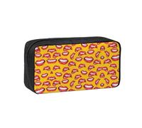 EZDLOWVBA Trousse à crayons portable avec inscription « Women Sming and Biting Her Red Mouth » - Pour étudiant et enfant - Durable - Pochette de rangement