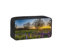 EZDLOWVBA Trousse à crayons portable pour enfants Motif prairie lavande au coucher du soleil printanier