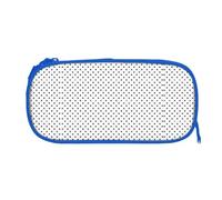 EZDLOWVBA Trousse à crayons ronde noire avec imprimé à pois pour garçons et filles avec fermeture éclair pour étudiants, trousse à crayons pour fille, fils, bureau, bleu, One Size, Trousse de beauté