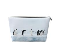 EZDLOWVBA Trousse de maquillage avec imprimé pingouins pour sac à main, organiseur de maquillage de voyage, pochette de beauté étanche pour femmes et filles, Argenté., Taille unique, Trousse de beauté